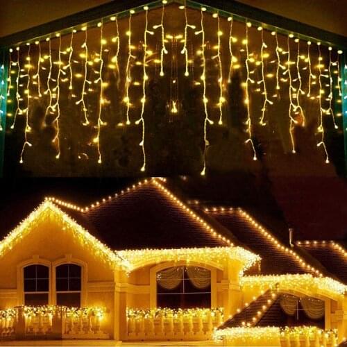 4M Curtain Icicle Lights With 8 Modes 0.4-0.6M Drops LED Fairy String Lights For Wedding Christmas Holiday Party Decor