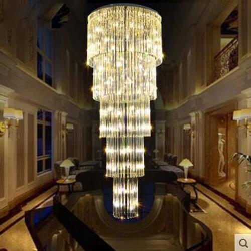 Villa LED crystal chandelier pendant lamp double staircase long luxurious living room chandelier lighting fixture led lamps