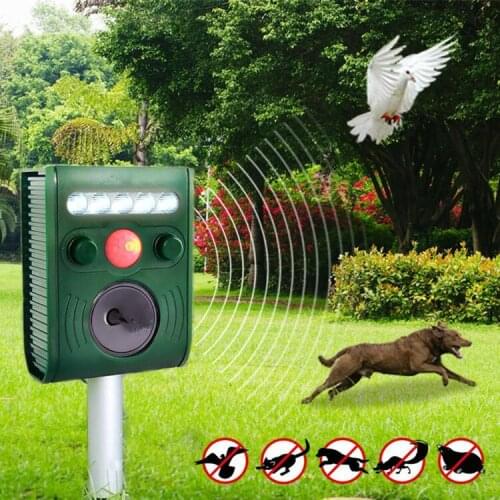 Outdoor Solar Ultrasonic Pest Repeller Animal Pest Mouse Repeller PIR Sensor Garden Bird Cat Dog Bat Repellent Keep Animals Away