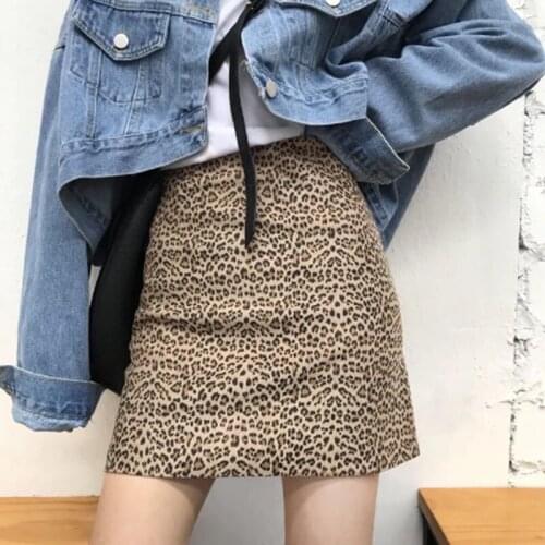 Women Mini Skirt High Waist Leopard Print Party Clubwear Casual Short Cocktail Clothing Elegant Straight A-Line Hip Soft Skirts