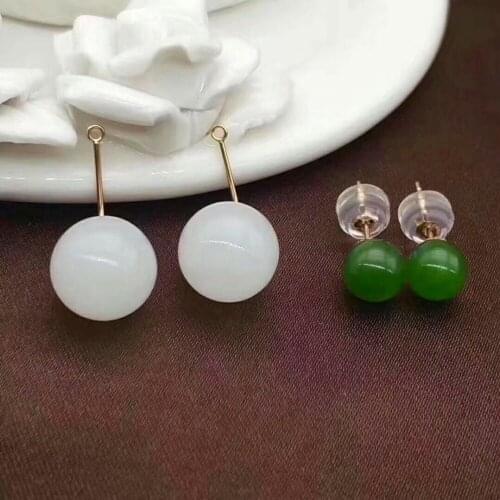 SHILOVEM 18k yellow gold natural White green Jasper stud earrings classic wholesale Fine women Christmas gift myme661010hby