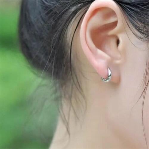 925 Sterling Silver Circle Stud Earrings For Women Wedding Jewelry eh917