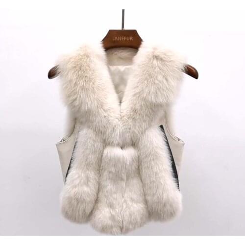 High Quality Womens Authentic Fox Jacket Natural Fur Fashion Vest V-neck Fox Vest