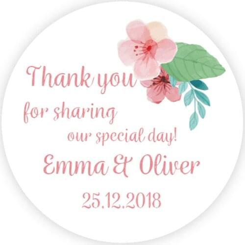 DouxArt 100 Pieces 4CM Personalized Wedding Stickers, Thank You for Sharing Wedding Communion Labels Favors Gifts Package Seals