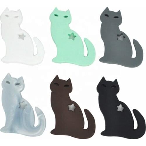 2PCS Silicone Baby Teether Toys Lovely Silicone Cats Teething Pendant Chew Nursing BAP Free