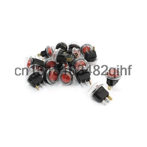 20Pcs Red Lamp SPST 3Pin Soldered Waterproof Rocker Switches AC 6A 250V 10A 125V