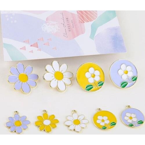4pcs Summer small fresh alloy sweet flower round stud earrings for women female lovely DIY handmade jewelry earring material