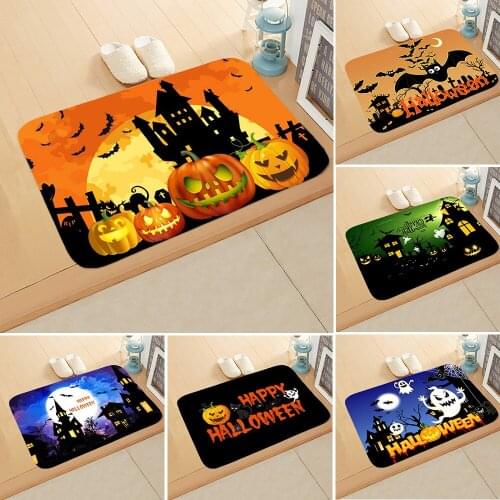40*60cm Halloween 2021 Pumpkin Floor Mat Happy Halloween Party Decor Trick Or Treat Bat Decor Kid Favor Halloween Home Decor