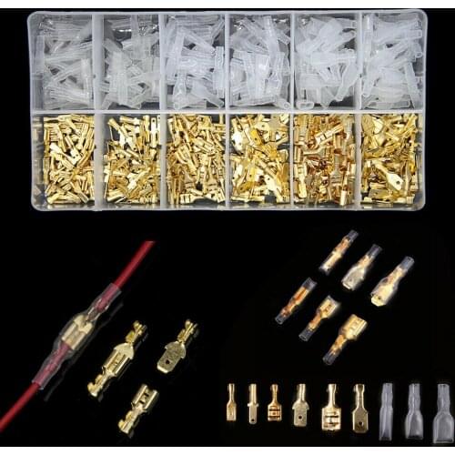 450PCS Assorted Male Female Electrical Wire Spade Crimp Connectors 2.8/4.8/6.8mm Crimping Splice Terminals & Insulation Sheath