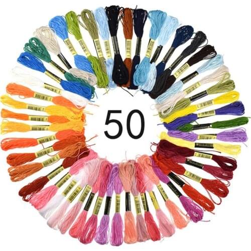50Pcs Colorful Embroidery Thread Cross Stitch DIY Floss Home Hand Knitting Sewing Supplies