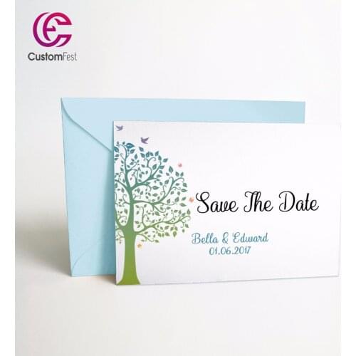50pcs/lot Personalized Thank you card or save the date card with free envelop spring tree 037