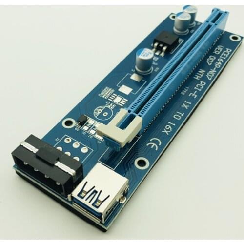 50PCS VER 007 0.6M PCI-E Riser Card PCI Express 1x to 16x Slot Extender USB 3.0 Cable SATA to 4Pin Power Cord for BTC LTC Mining
