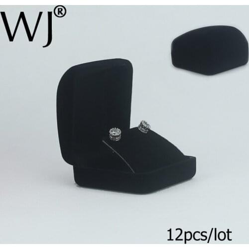 Wholesale 12pcs/lot Velvet Wedding Earrings Jewelry Box Display Stud Earrings Flocking Boxes Case Holder Storage Gift Organizer