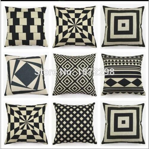 Free Shipping 360 Types Pattern Black&White Style 40/45/50/55/60cm Imitated Linen Digital Print Cushion Cover HT-PCILPC-J-09-15