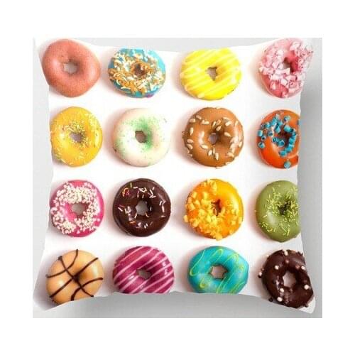 Free Shipping Fashion Beauty Color Donuts Delicious Luxury Printing Pretty Nice Square Zippered Pillowcase Throw Pillow Sham