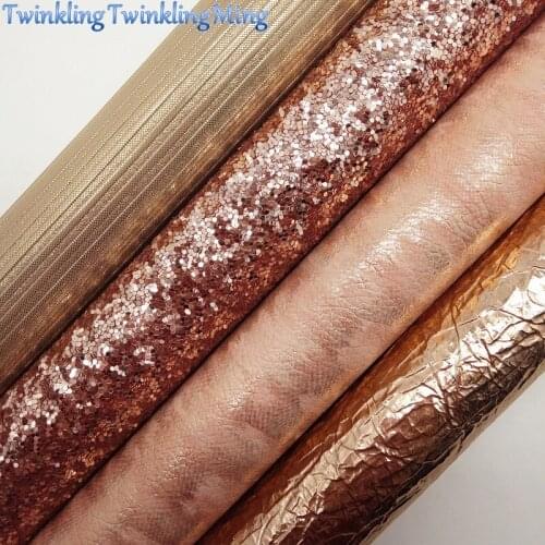 ROSE GOLD Glitter Fabric, Metallic Faux Fabric, Synthetic Leather Fabric Sheets For Bow A4 21x29CM Twinkling Ming XM800