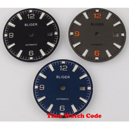 Bliger 31mm Stainless Steel Watch Dial with Date Window Fit ETA 2824 2836 Miyota 8215 821A Automatic Movement watch face