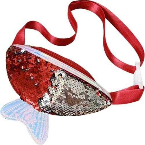 Sac À Main Children Kids Girl Sequin Crossbody Bag Waist Pack Zipper Fish Tail For Keys Money Кошелек Женский Сумка Через Плечо