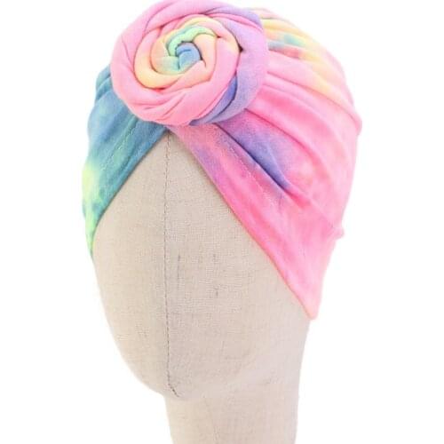 Baby Cotton Headwear Colorful Turban Hair Cap Headwrap Kids Flower Hat Girls Elastic Headwrap Children Baby Turban Newly
