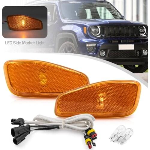 For 2015-2021 Jeep Renegade BU Side Marker Indicator Kit Turn Signal Blinker Light with Amber Halogen Bulb OEM# 51953116