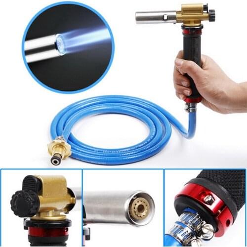 Torch Kit Electronic Ignition Liquefied Gas Welding Gun with 2.5M Hose for Soldering Cooking Brazing Heating Gas burner Tool