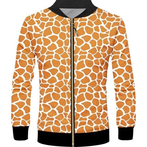 IFPD EU Size Zipper Jacket 3D Printed Giraffe Stripes Streetwear Plus Size 6XL Clothing Homme Long Sleeve Autumn Coat Drop Ship