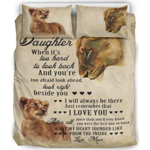 3-Piece Super Soft Microfiber Quilt Duvet Bedding Set Lion Printed,Multi-color Dreamy Buddha Statue And Text Bedding Cover Set