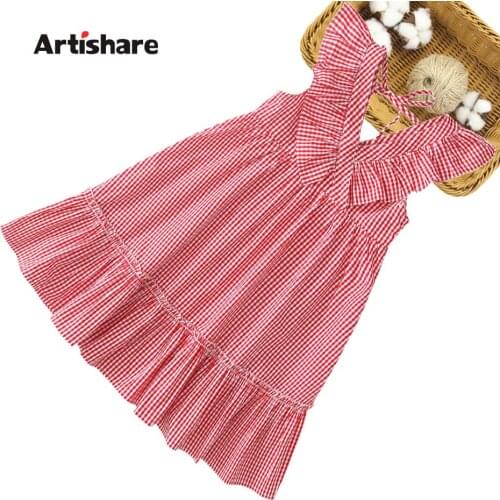 Girl Summer Dresses Plaid Party Dress For Girls Ruffles Party Dress For Children Teenage Childrens Clothing 6 8 10 12 14