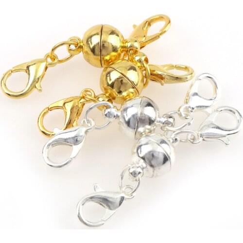 5Pcs 8mm Round Gold Sliver With Lobster Clasp Magnetic Clasps For DIY Necklace Bracelet Connectors Jewelry Supplies Finding