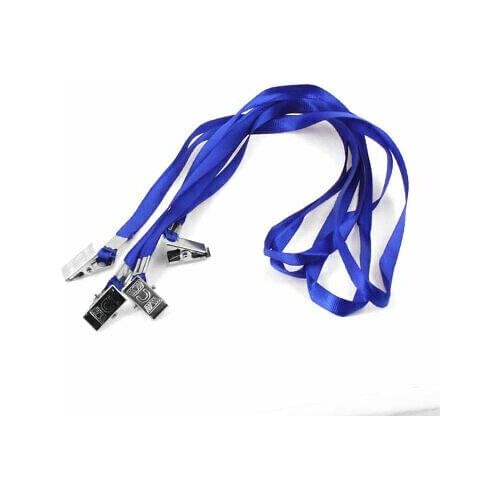 Metal Alligator Clip Nylon Neck Straps Blue for Work Card 4 Pcs