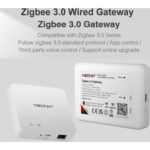 Miboxer DC5V ZB-Box1 Zigbee 3.0 Wireless/ ZB-Box2 3.0 Wired Gateway Smartphone APP Control Support Third Party Voice Contrd