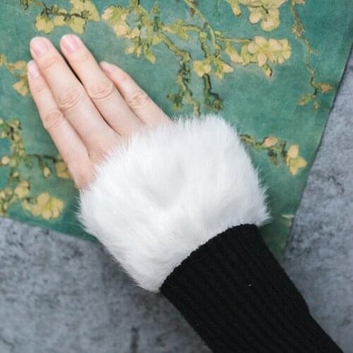 Fashion Hollow thick folding hand bowl set womens knitting Fall Winter Women Knit Sweater Real fur folding hand bowl lace cuffs