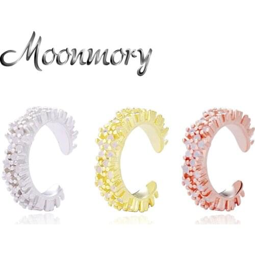 Moonmory 925 Sterling Silver Opal Clip Earring Without Piercing For Women Accessories Trendy Luxury C Shape Ear Cuff Jewelry