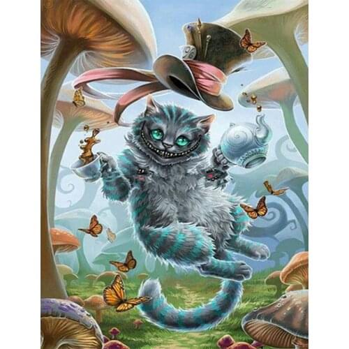 FSBCGT Mushroom Cute Cat Oil Painting Paints By Numbers Acrylic Paint Drawing On Canvas Wall Arts HandPainted Home Decor