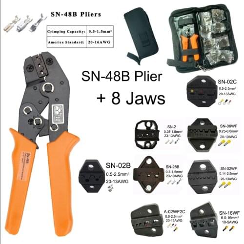 Tool kit terminal Crimping tool plier jaw 190mm Multi Functional Carbon Steel SN-48B+8Jaws european style Terminal Tool