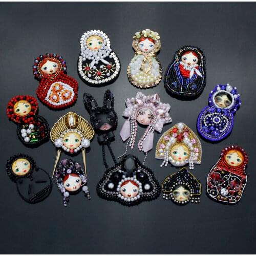 Rhinestone Colorful tumbler lady Beaded patch for clothes DIY Fashion beads Badge shoulder Patch for Punk Coat Suit appliques