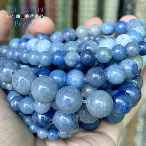 Natural Blue Aventurine Loose Round Beads For Jewelry Making 4-12 MM DIY Bracelets Accessories 15" Wholesale