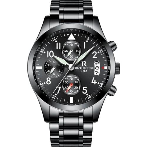 2021 new men quartz wristwatches luminous calendar men watch waterproof butterfly double snap button stainless steel watch