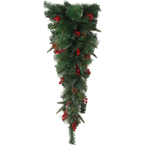 90cm Christmas American Handmade Upside Down Tree Red Berries Fruited Christmas Holiday Party Supplies Christmas Accessories