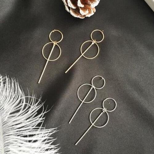 New Fashion Earrings Punk Simple Gold/ Silver Color Long Section Tassel Pendant Size Circle Earrings For Ladies Jewelry Gifts