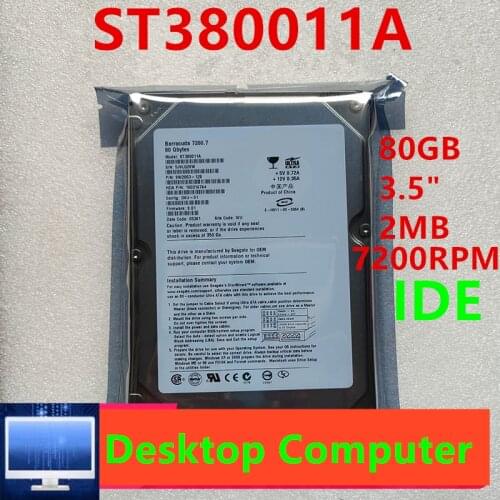 New Original HDD For Seagate Brand 80GB 3.5" 7.2K IDE 2MB 7200RPM For Internal Hard Disk For Desktop Computer HDD For ST380011A