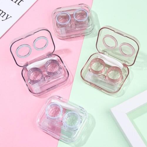 New Style Transparent Tweezers Suction Stick Container Set Portable Contact Lens Box for Women Travel Contact Lenses Case