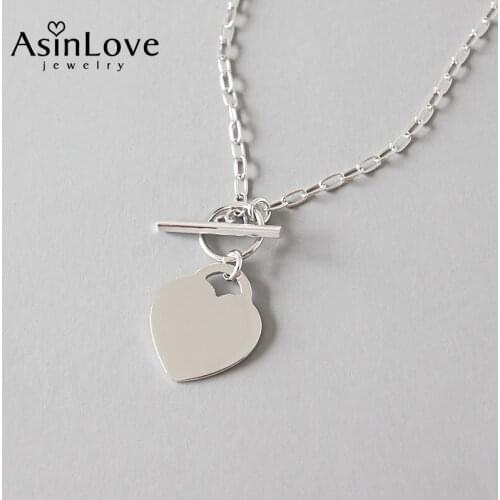 AsinLove Real 925 Sterling Silver Love Heart Necklace Unique Creative Special Lock Shape Pendant Valentine Gift for Girlfriend