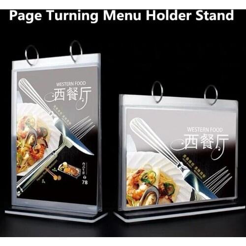 A5 Page Turning Plastic Table Menu Holder Stand Card Display Upright Ad Photo Frame Promo Acrylic Sign Holder Stand
