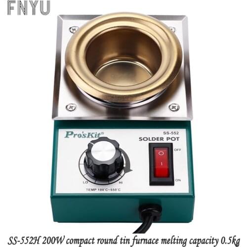 Proskit SS-552H 220V 200W stainless steel welding pot melting tin 0.5kg round tin furnace welding bath temperature 100℃-550