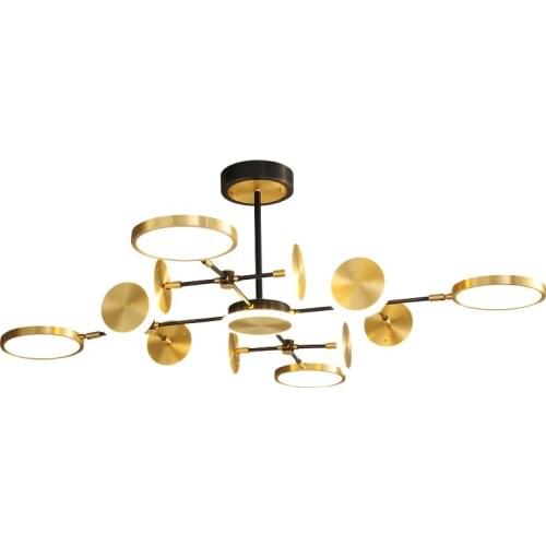Simple post-modern copper chandelier light luxury living room bedroom dining room atmospheric lamp