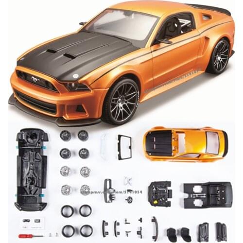 Maisto 1:24 2014 Ford mustang street racer assembled DIY die-casting model car collection Gift collection toy tools