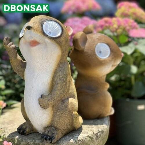 Animal Groundhog Sculpture Bamboo Rat Solar Light Electronic Nightlights Garden Courtyard Rooftop Landscape Ornaments Groceries