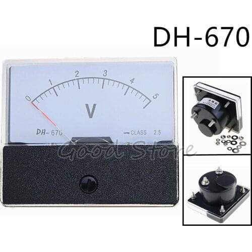 1PCS DH-670/CQ-670 DC 1V 3V 5V 10V 15V 30V 50V 75V Class 2.5 Dial Analog Panel Volt Voltage Meter Gauge Voltmeter