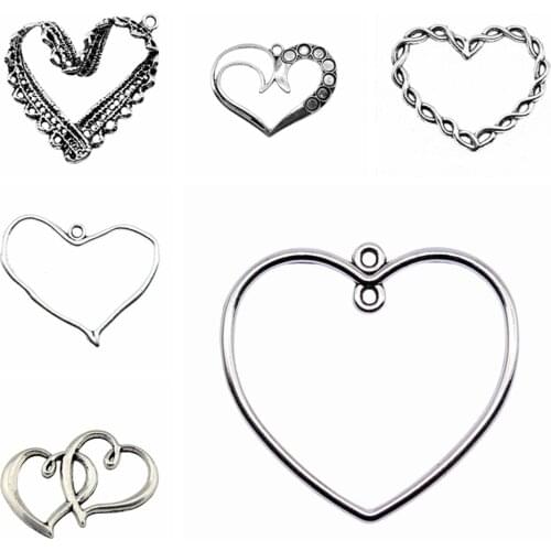 Wecharms bulk charms for jewelry making kit pendant diy jewelry accessories 7 Chakra Hollow Heart Charms
